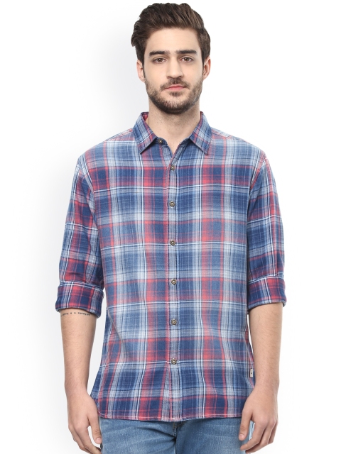 

SPYKAR Blue & Red Checked Slim Fit Casual Shirt
