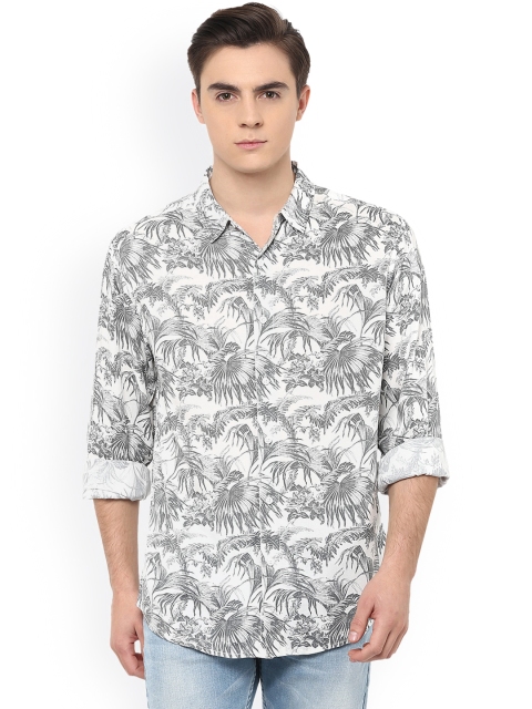 

SPYKAR White Printed Slim Fit Casual Shirt