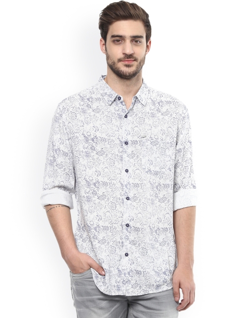 

SPYKAR White Printed Slim Fit Casual Shirt