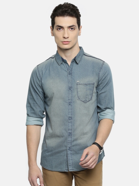 

SPYKAR BLUE Slim Fit Checked Faded Casual Shirt