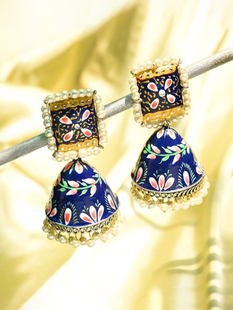 

SOHI Blue Contemporary Jhumkas Earrings