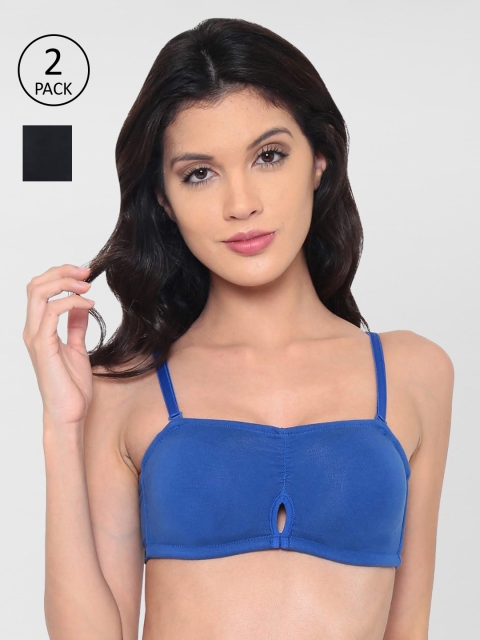 

laavian Blue & Black Bandeau Bra