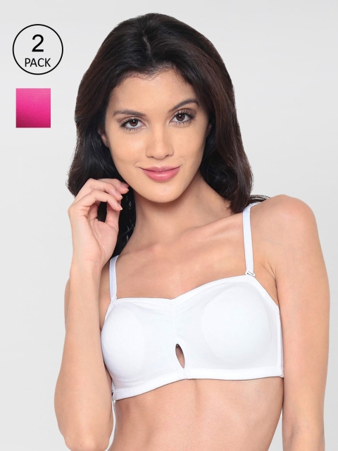 

laavian White & Pink Bandeau Bra