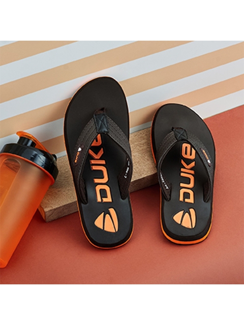 

Duke Men Brown & Orange Printed Rubber Room Slippers