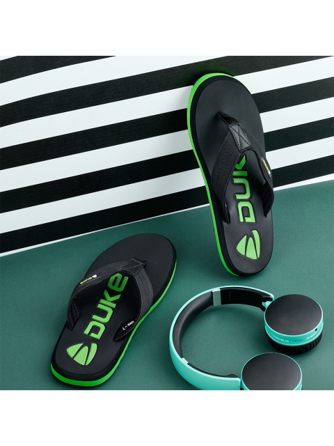 

Duke Men Black & Green Printed Rubber Thong FlipFlops