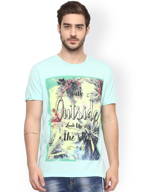 

SPYKAR Mint Green Printed Slim Fit T-shirt