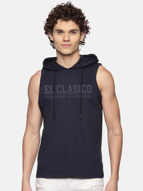 

MASH UNLIMITED Men Navy Blue Typography Printed T-shirt