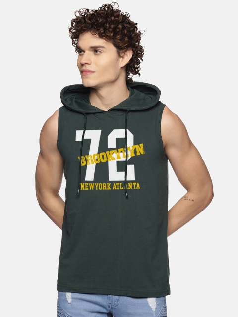 

MASH UNLIMITED Men Green Typography Applique T-shirt