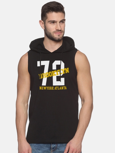 

MASH UNLIMITED Men Black Typography Printed Applique T-shirt