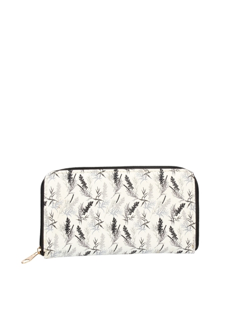 

MAMMON Women Black & White Floral Printed PU Zip Around Wallet