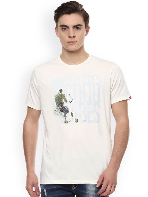 

SPYKAR Men Peach Printed Round Neck T-shirt