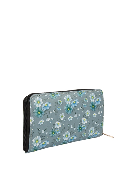 

MAMMON Women Grey & White Floral Printed PU Zip Around Wallet