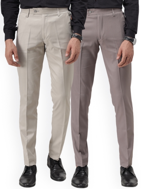 

Vandnam Fabrics Men Steel Smart Slim Fit Trousers