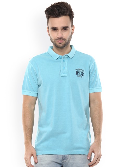 

SPYKAR Men Blue Solid Polo Collar T-Shirt