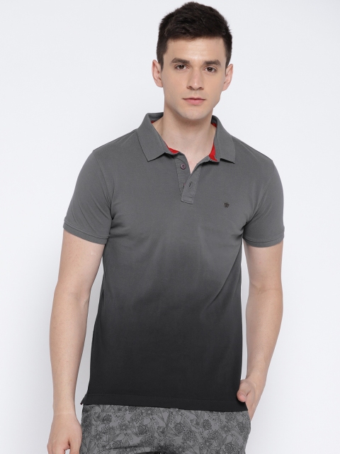 

SPYKAR Men Grey & Black Dyed Polo Collar T-shirt