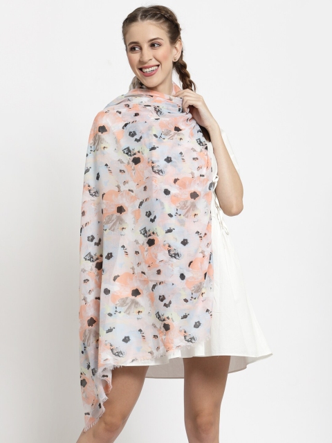

J Style Women White & Pink Printed Stole