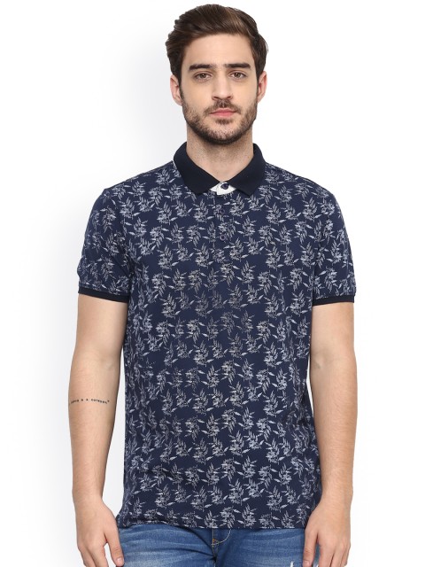 

SPYKAR Men Navy Blue Printed Polo Collar T-Shirt