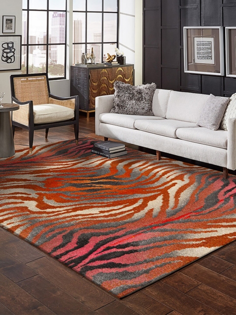 

DDecor Orange & Brown Abstract Printed Carpet