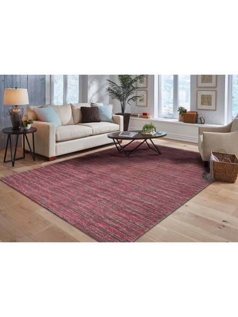 DDecor Red Striped Printed Carpets