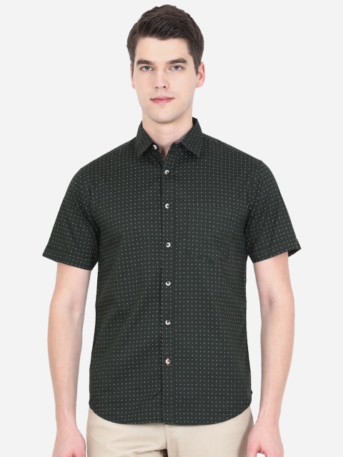 

Greenfibre Men Green Slim Fit Printed Casual Shirt