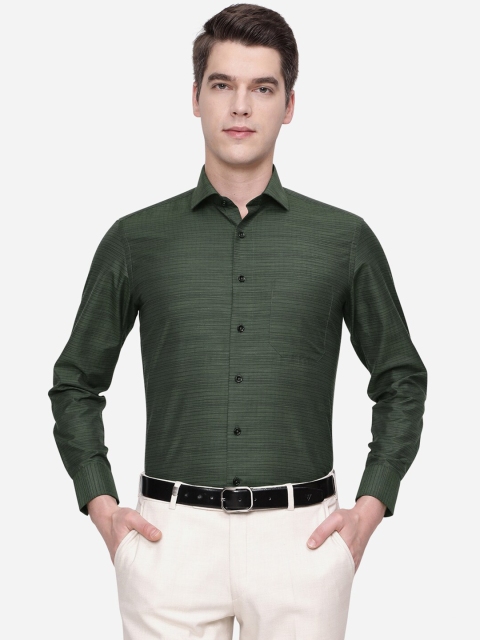 

Greenfibre Men Green Slim Fit Horizontal Stripes Formal Shirt