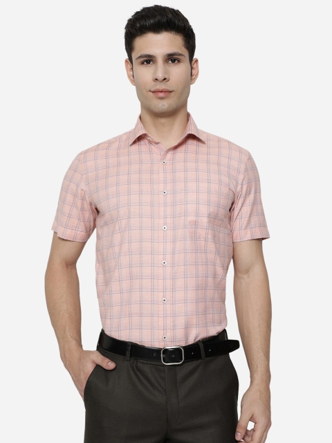 

Greenfibre Men Pink Tartan Checks Checked Formal Shirt