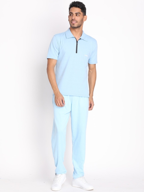 

Chkokko Men Blue Solid Cotton Co-Ords
