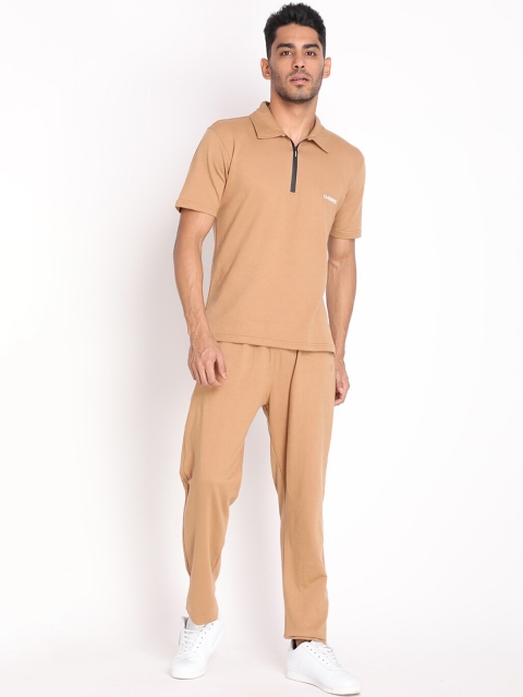 

Chkokko Men Camel Brown Solid Co-ords