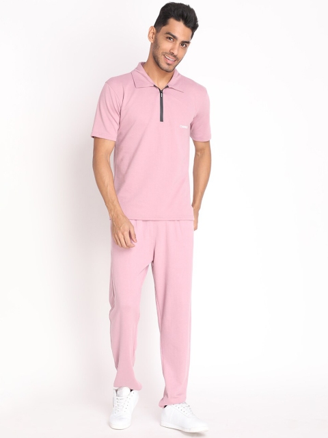 

Chkokko Men Pink Solid Co-ord Sets