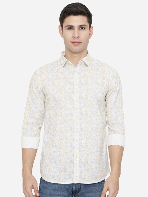 

JADE BLUE Men White Slim Fit Floral Printed Casual Shirt