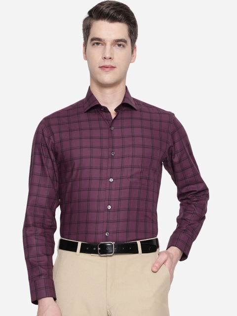 

JADE BLUE Men Purple Slim Fit Tartan Checks Checked Formal Shirt