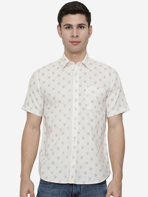 

JADE BLUE Men White Slim Fit Floral Printed Casual Shirt