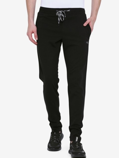 

JADE BLUE Men Black Solid Pure Cotton Track Pants