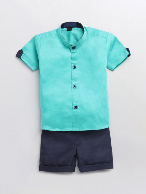 

Hopscotch Boys Green & Navy Blue Shirt with Shorts