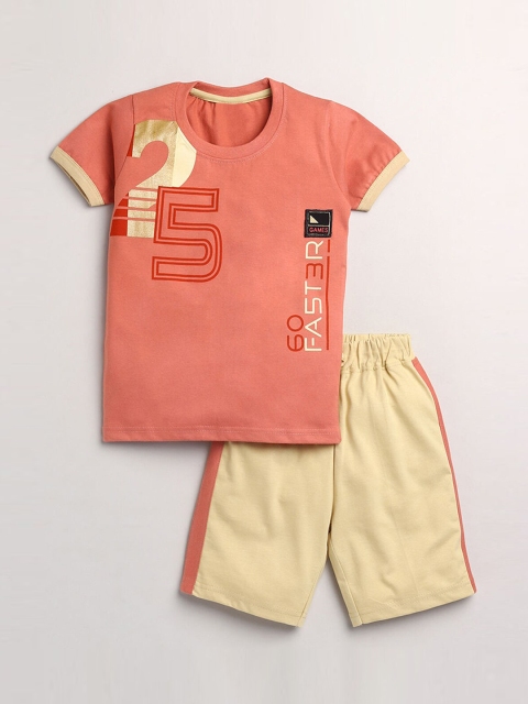 

Hopscotch Boys Pink Printed T-shirt with Shorts