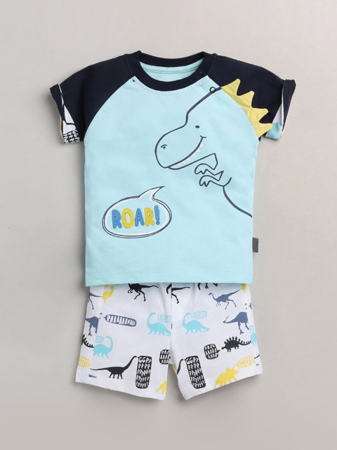 

Hopscotch Boys Blue Printed T-shirt with Shorts
