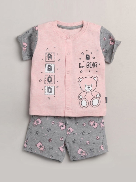 

Hopscotch Boys Pink & Grey Printed Shirt with Shorts