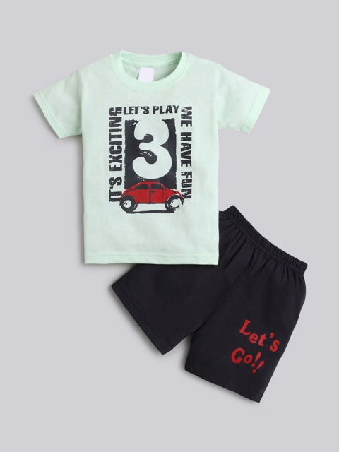 

Hopscotch Boys Green Printed T-shirt with Shorts