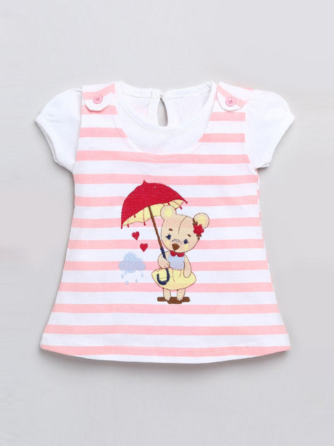 

Hopscotch Girls Pink & White Printed Cotton Blend Clothing Set