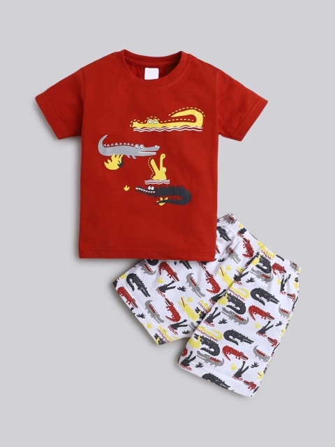 

Hopscotch Boys Multicoloured Printed T-shirt with Shorts, Multi