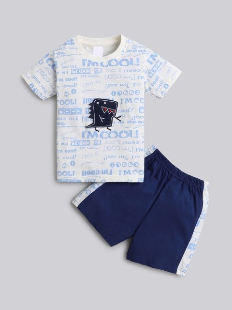 

Hopscotch Boys Blue Printed T-shirt with Shorts