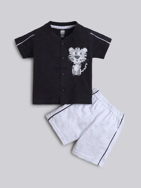 

Hopscotch Boys Black Printed T-shirt with Shorts