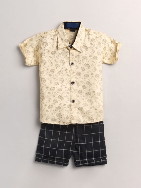 

Hopscotch Boys Brown Printed Shirt with Shorts
