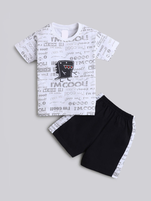 

Hopscotch Boys Black Printed T-shirt with Shorts