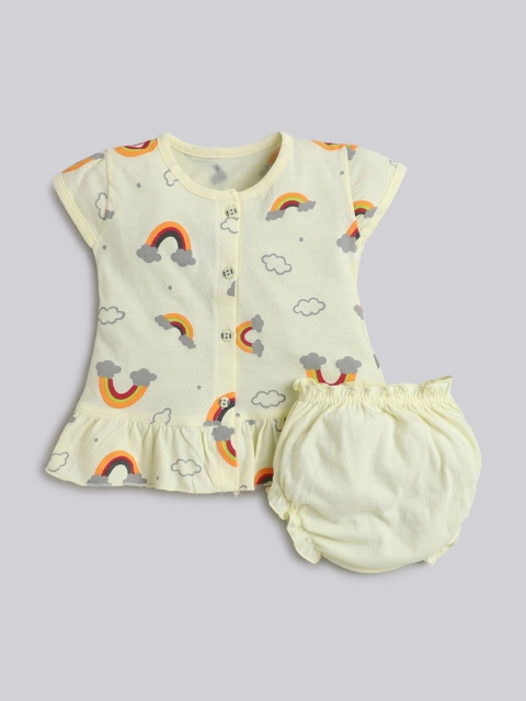 

Hopscotch Girls Yellow Printed Top