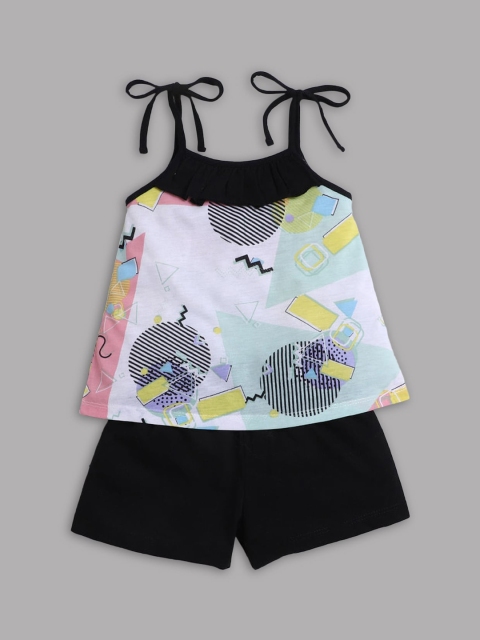 

Hopscotch Girls Multicoloured Printed Top with Shorts, Multi