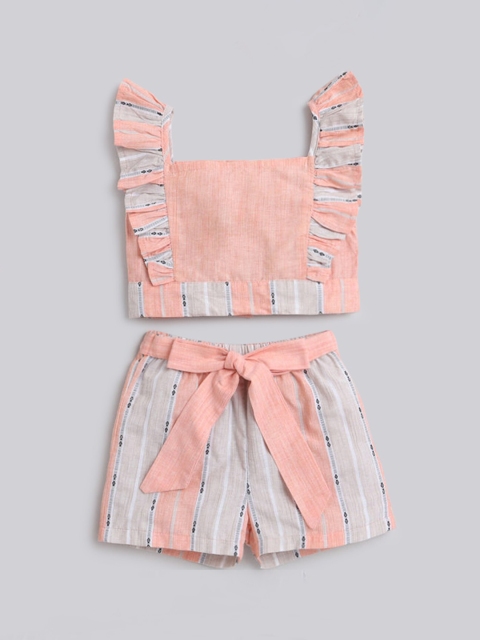 

Hopscotch Girls Pink Printed Top with Shorts