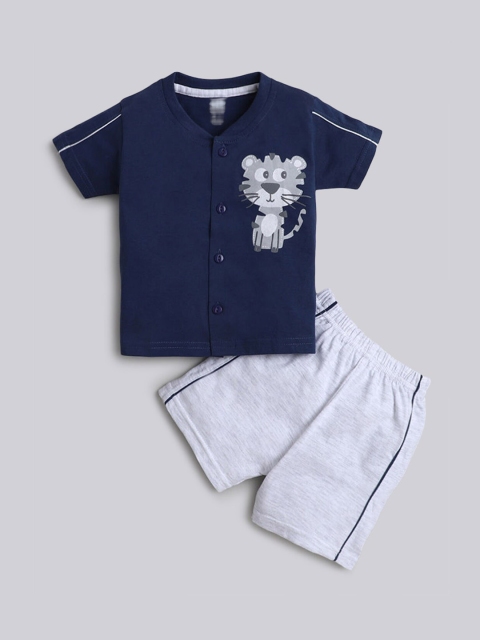 

Hopscotch Boys Blue Printed T-shirt with Shorts