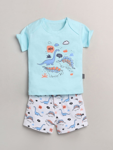 

Hopscotch Boys Blue Printed T-shirt with Shorts