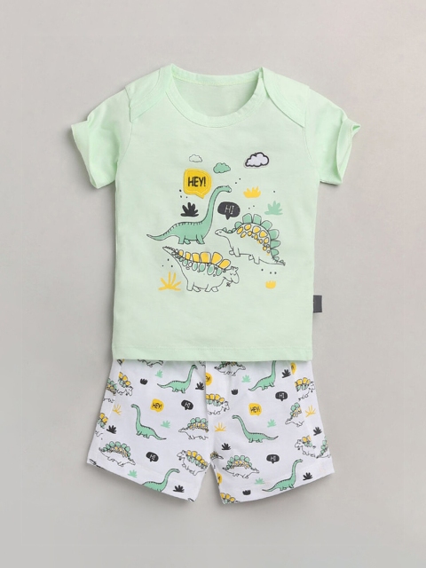 

Hopscotch Boys Green & White Printed T-shirt with Shorts